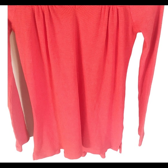 T.LA. Anthropologie Waffle Knit Henley Tunic Top With V Cut Orange Sz XS - Picture 8 of 14